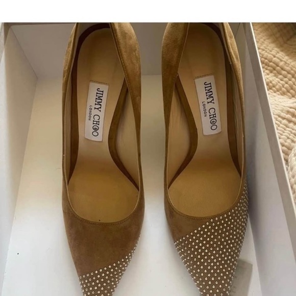 Jimmy Choo Shoes - Jimmy Choo Tan Studded Heels